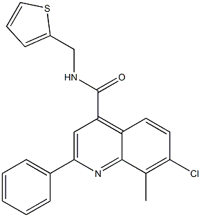 7-chloro-8-methyl-2-phenyl-N-(thiophen-2-ylmethyl)quinoline-4-carboxamide Struktur