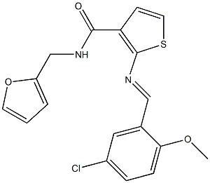 2-[(E)-(5-chloro-2-methoxyphenyl)methylideneamino]-N-(furan-2-ylmethyl)thiophene-3-carboxamide Struktur