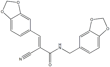 (E)-3-(1,3-benzodioxol-5-yl)-N-(1,3-benzodioxol-5-ylmethyl)-2-cyanoprop-2-enamide Struktur