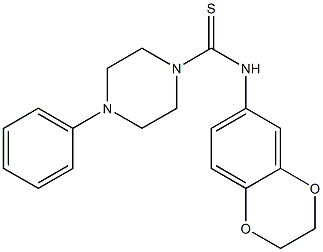 N-(2,3-dihydro-1,4-benzodioxin-6-yl)-4-phenylpiperazine-1-carbothioamide Struktur