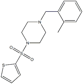 1-[(2-methylphenyl)methyl]-4-thiophen-2-ylsulfonylpiperazine Struktur