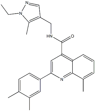 2-(3,4-dimethylphenyl)-N-[(1-ethyl-5-methylpyrazol-4-yl)methyl]-8-methylquinoline-4-carboxamide Struktur