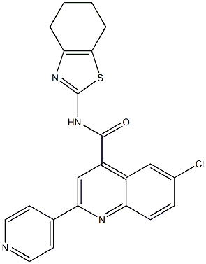 6-chloro-2-pyridin-4-yl-N-(4,5,6,7-tetrahydro-1,3-benzothiazol-2-yl)quinoline-4-carboxamide Struktur