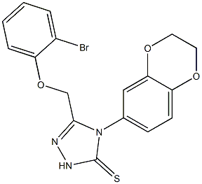 3-[(2-bromophenoxy)methyl]-4-(2,3-dihydro-1,4-benzodioxin-6-yl)-1H-1,2,4-triazole-5-thione Struktur