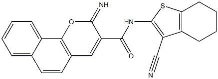 N-(3-cyano-4,5,6,7-tetrahydro-1-benzothiophen-2-yl)-2-iminobenzo[h]chromene-3-carboxamide Struktur