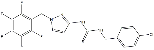 1-[(4-chlorophenyl)methyl]-3-[1-[(2,3,4,5,6-pentafluorophenyl)methyl]pyrazol-3-yl]thiourea Struktur