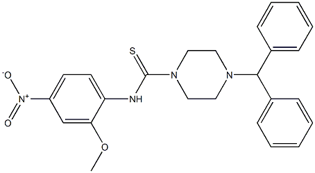 4-benzhydryl-N-(2-methoxy-4-nitrophenyl)piperazine-1-carbothioamide Struktur