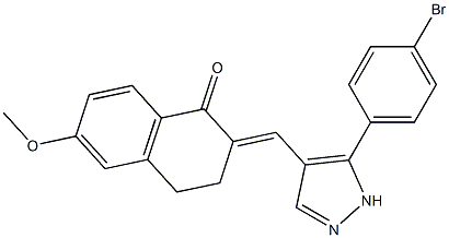 (2E)-2-[[5-(4-bromophenyl)-1H-pyrazol-4-yl]methylidene]-6-methoxy-3,4-dihydronaphthalen-1-one Struktur