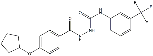 1-[(4-cyclopentyloxybenzoyl)amino]-3-[3-(trifluoromethyl)phenyl]urea Struktur