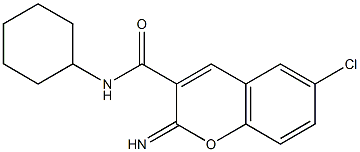 6-chloro-N-cyclohexyl-2-iminochromene-3-carboxamide Struktur