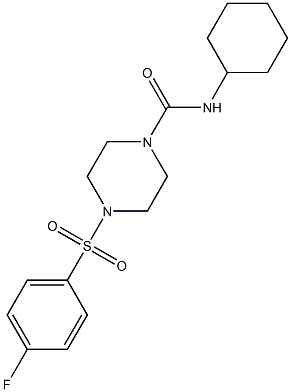 N-cyclohexyl-4-(4-fluorophenyl)sulfonylpiperazine-1-carboxamide Struktur