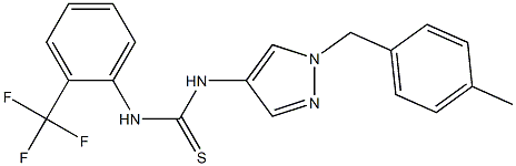 1-[1-[(4-methylphenyl)methyl]pyrazol-4-yl]-3-[2-(trifluoromethyl)phenyl]thiourea Struktur