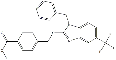 methyl 4-[[1-benzyl-5-(trifluoromethyl)benzimidazol-2-yl]sulfanylmethyl]benzoate Struktur