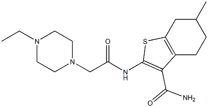 2-[[2-(4-ethylpiperazin-1-yl)acetyl]amino]-6-methyl-4,5,6,7-tetrahydro-1-benzothiophene-3-carboxamide Struktur