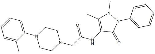 N-(1,5-dimethyl-3-oxo-2-phenylpyrazol-4-yl)-2-[4-(2-methylphenyl)piperazin-1-yl]acetamide Struktur