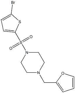 1-(5-bromothiophen-2-yl)sulfonyl-4-(furan-2-ylmethyl)piperazine Struktur