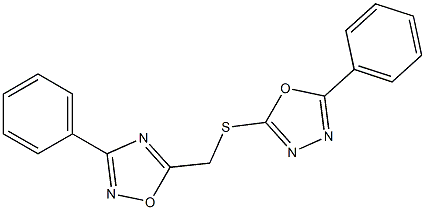 2-phenyl-5-[(3-phenyl-1,2,4-oxadiazol-5-yl)methylsulfanyl]-1,3,4-oxadiazole Struktur