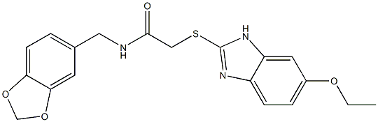 N-(1,3-benzodioxol-5-ylmethyl)-2-[(6-ethoxy-1H-benzimidazol-2-yl)sulfanyl]acetamide Struktur