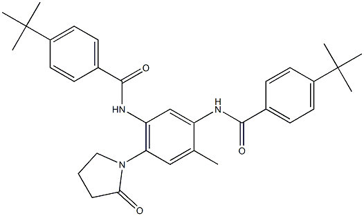 4-tert-butyl-N-[5-[(4-tert-butylbenzoyl)amino]-2-methyl-4-(2-oxopyrrolidin-1-yl)phenyl]benzamide Struktur