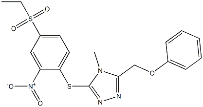 3-(4-ethylsulfonyl-2-nitrophenyl)sulfanyl-4-methyl-5-(phenoxymethyl)-1,2,4-triazole Struktur