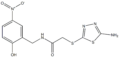 2-[(5-amino-1,3,4-thiadiazol-2-yl)sulfanyl]-N-[(2-hydroxy-5-nitrophenyl)methyl]acetamide Struktur