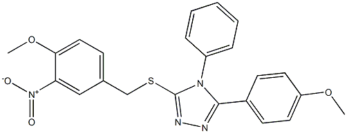 3-[(4-methoxy-3-nitrophenyl)methylsulfanyl]-5-(4-methoxyphenyl)-4-phenyl-1,2,4-triazole Struktur