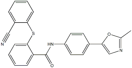 2-(2-cyanophenyl)sulfanyl-N-[4-(2-methyl-1,3-oxazol-5-yl)phenyl]benzamide Struktur