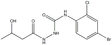 1-(4-bromo-2-chlorophenyl)-3-(3-hydroxybutanoylamino)urea Struktur