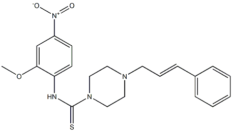 N-(2-methoxy-4-nitrophenyl)-4-[(E)-3-phenylprop-2-enyl]piperazine-1-carbothioamide Struktur