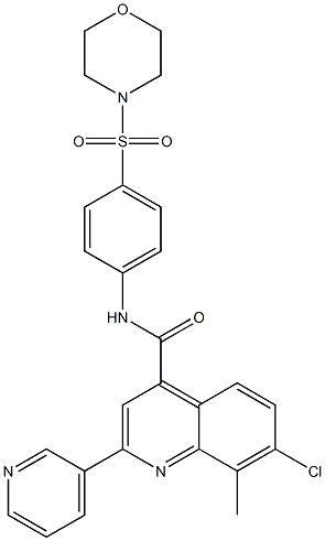 7-chloro-8-methyl-N-(4-morpholin-4-ylsulfonylphenyl)-2-pyridin-3-ylquinoline-4-carboxamide Struktur