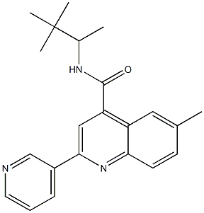 N-(3,3-dimethylbutan-2-yl)-6-methyl-2-pyridin-3-ylquinoline-4-carboxamide Struktur