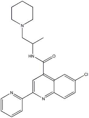 6-chloro-N-(1-piperidin-1-ylpropan-2-yl)-2-pyridin-2-ylquinoline-4-carboxamide Struktur