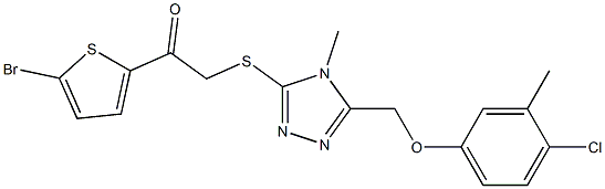 1-(5-bromothiophen-2-yl)-2-[[5-[(4-chloro-3-methylphenoxy)methyl]-4-methyl-1,2,4-triazol-3-yl]sulfanyl]ethanone Struktur