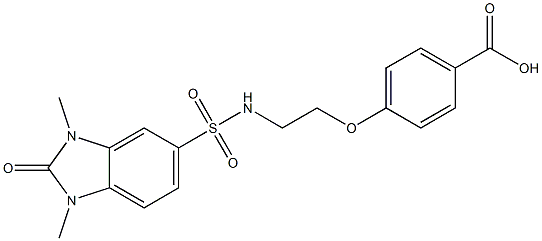 4-[2-[(1,3-dimethyl-2-oxobenzimidazol-5-yl)sulfonylamino]ethoxy]benzoic acid Struktur