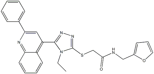 2-[[4-ethyl-5-(2-phenylquinolin-4-yl)-1,2,4-triazol-3-yl]sulfanyl]-N-(furan-2-ylmethyl)acetamide Struktur