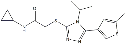 N-cyclopropyl-2-[[5-(5-methylthiophen-3-yl)-4-propan-2-yl-1,2,4-triazol-3-yl]sulfanyl]acetamide Structure