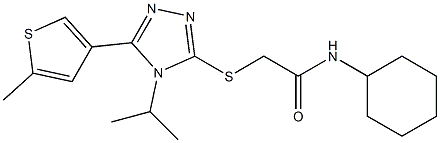 N-cyclohexyl-2-[[5-(5-methylthiophen-3-yl)-4-propan-2-yl-1,2,4-triazol-3-yl]sulfanyl]acetamide Struktur