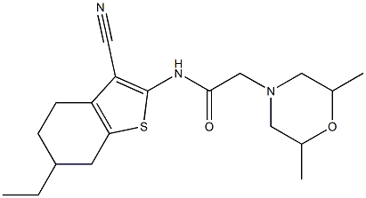 N-(3-cyano-6-ethyl-4,5,6,7-tetrahydro-1-benzothiophen-2-yl)-2-(2,6-dimethylmorpholin-4-yl)acetamide Struktur