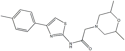 2-(2,6-dimethylmorpholin-4-yl)-N-[4-(4-methylphenyl)-1,3-thiazol-2-yl]acetamide Struktur