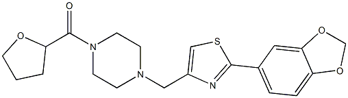 [4-[[2-(1,3-benzodioxol-5-yl)-1,3-thiazol-4-yl]methyl]piperazin-1-yl]-(oxolan-2-yl)methanone Struktur