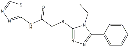 2-[(4-ethyl-5-phenyl-1,2,4-triazol-3-yl)sulfanyl]-N-(1,3,4-thiadiazol-2-yl)acetamide Struktur