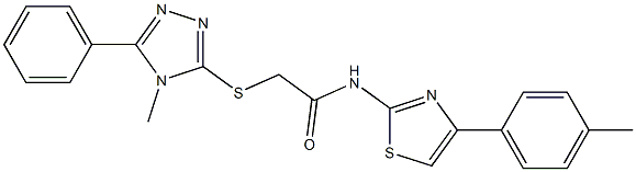 N-[4-(4-methylphenyl)-1,3-thiazol-2-yl]-2-[(4-methyl-5-phenyl-1,2,4-triazol-3-yl)sulfanyl]acetamide Structure