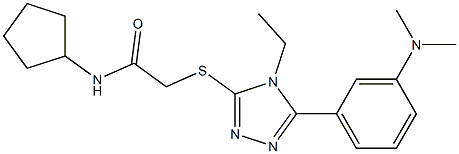 N-cyclopentyl-2-[[5-[3-(dimethylamino)phenyl]-4-ethyl-1,2,4-triazol-3-yl]sulfanyl]acetamide Struktur