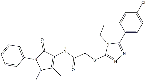 2-[[5-(4-chlorophenyl)-4-ethyl-1,2,4-triazol-3-yl]sulfanyl]-N-(1,5-dimethyl-3-oxo-2-phenylpyrazol-4-yl)acetamide|