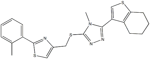 2-(2-methylphenyl)-4-[[4-methyl-5-(4,5,6,7-tetrahydro-1-benzothiophen-3-yl)-1,2,4-triazol-3-yl]sulfanylmethyl]-1,3-thiazole Struktur