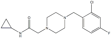 2-[4-[(2-chloro-4-fluorophenyl)methyl]piperazin-1-yl]-N-cyclopropylacetamide Struktur