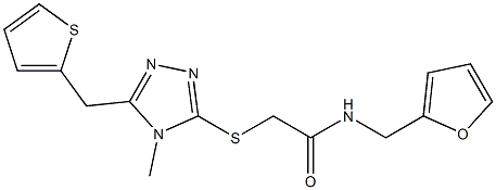 N-(furan-2-ylmethyl)-2-[[4-methyl-5-(thiophen-2-ylmethyl)-1,2,4-triazol-3-yl]sulfanyl]acetamide Struktur