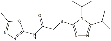 2-[[4,5-di(propan-2-yl)-1,2,4-triazol-3-yl]sulfanyl]-N-(5-methyl-1,3,4-thiadiazol-2-yl)acetamide Struktur