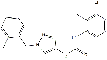 1-(3-chloro-2-methylphenyl)-3-[1-[(2-methylphenyl)methyl]pyrazol-4-yl]urea Struktur