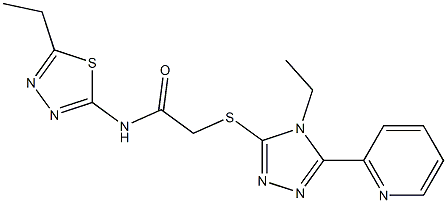 2-[(4-ethyl-5-pyridin-2-yl-1,2,4-triazol-3-yl)sulfanyl]-N-(5-ethyl-1,3,4-thiadiazol-2-yl)acetamide Struktur